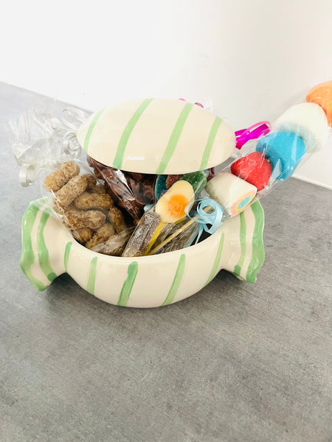 Gros bonbon porcelaine (18cm avec couvercle)