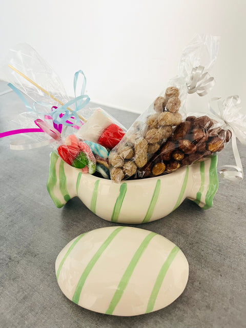 Gros bonbon porcelaine (18cm avec couvercle)