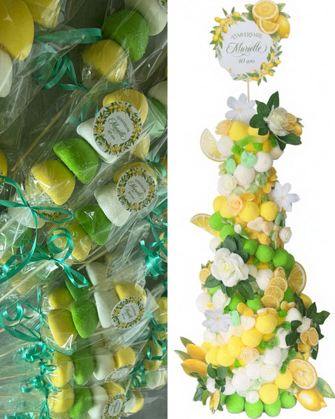 Pack événement ( pas de livraison) gâteau de bonbon et 40 brochettes