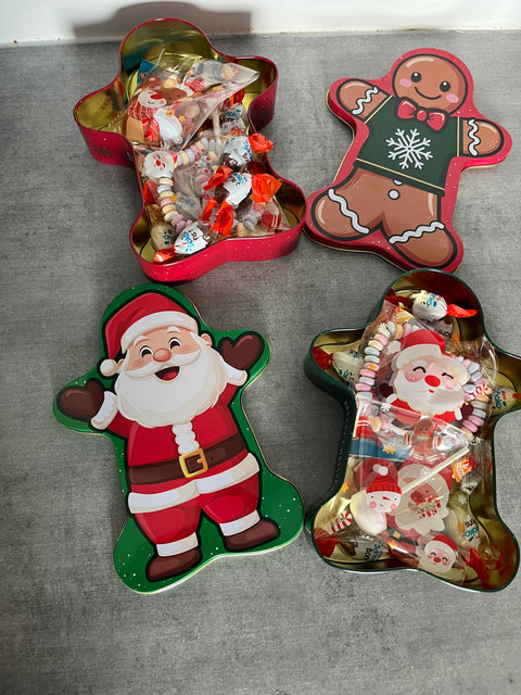 Boîte gourmandises remplis bonhomme pain d’épice ou père Noël